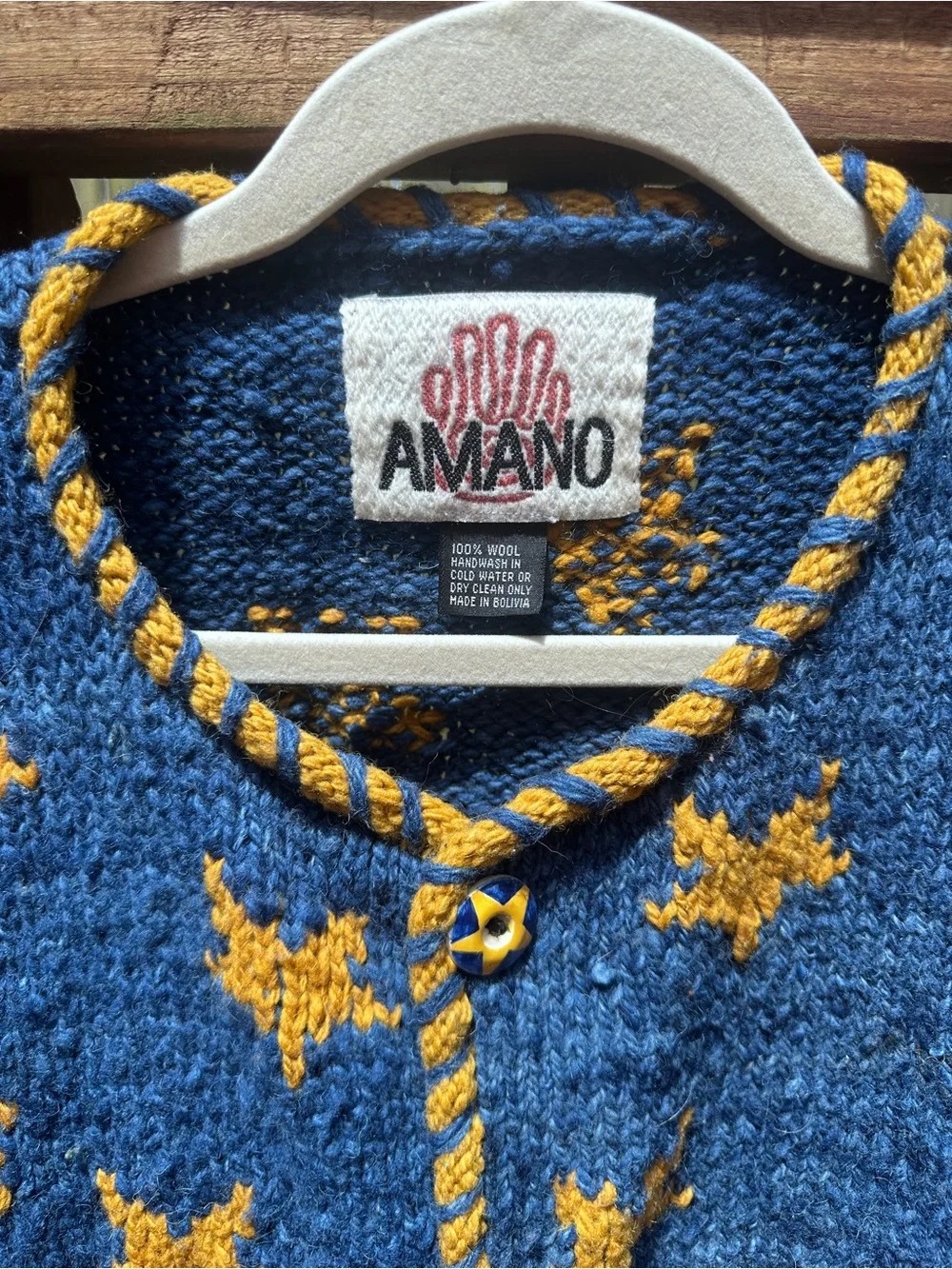 Rare Amano Blue and Gold Star Sweater - Picture 2 of 5
